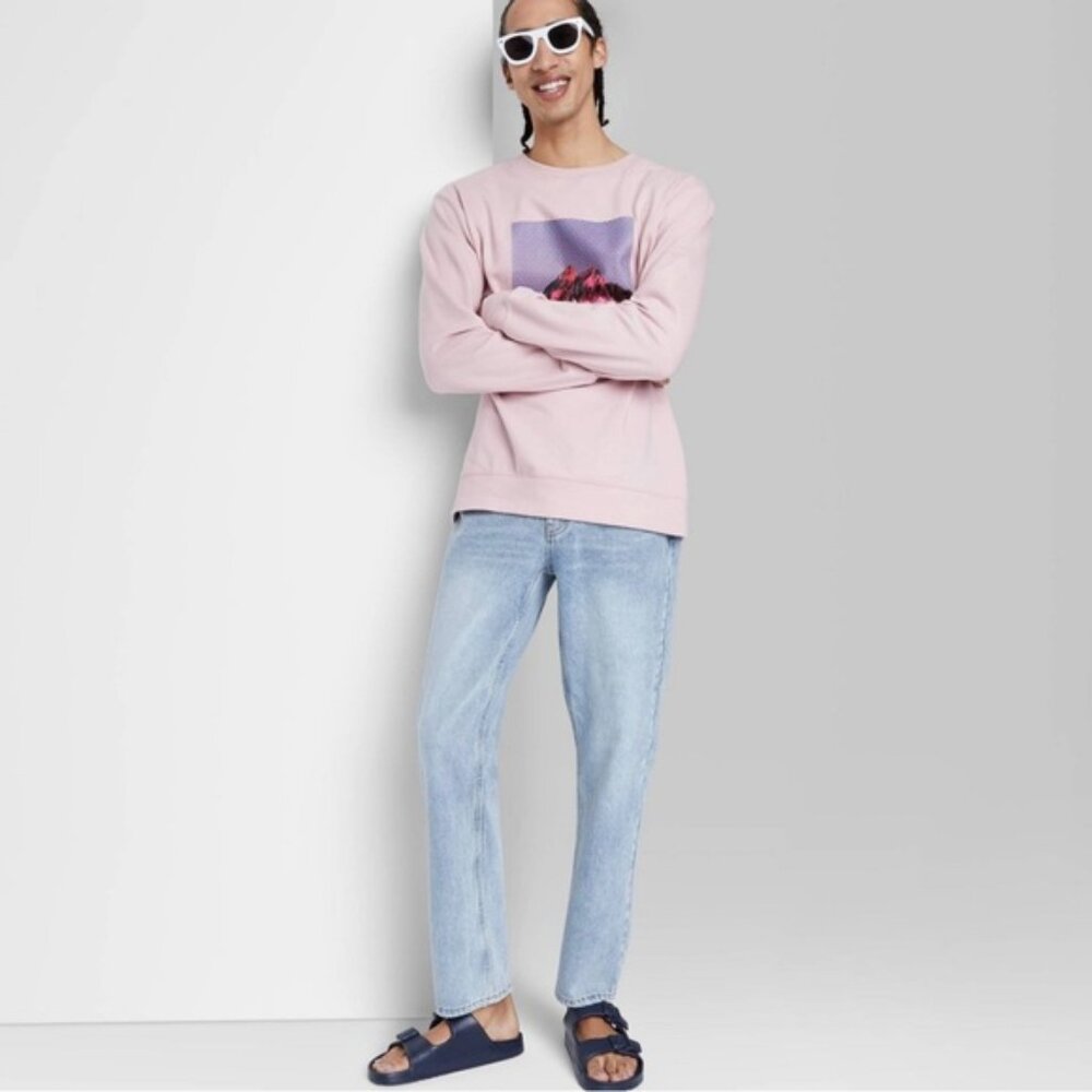 Original Use | Pink Mountain Graphic Crew Neck Sweatshirt | Size Extra Small